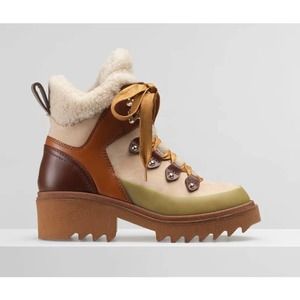 Chloe Elya Lace Up Shearling Ankle Boot